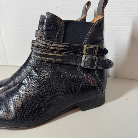 Bed Stu Black Leather Western Double Buckle Italian Made Ankle Boots Size 8.5 - Picture 3 of 16